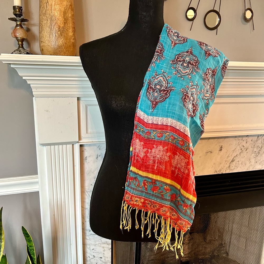 Vibrant Scarf Wrap with Fringe